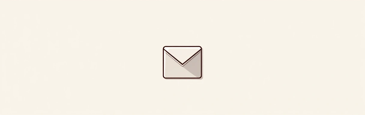 Minimalist illustration of an email icon or a chat bubble, representing contact and communication.