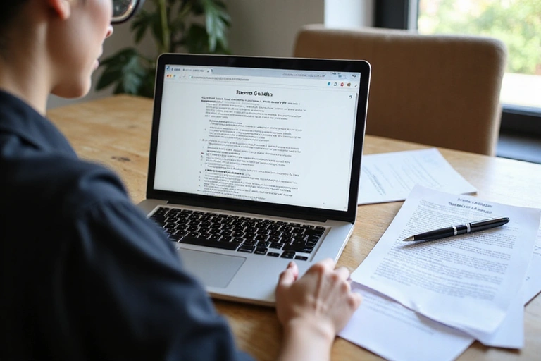 Laptop user reviewing terms and conditions on a screen